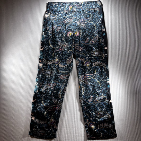 Johnny Was 100% Silk Pants Wide Leg Palazzo Twilight Paisley Charmeuse Boho XS